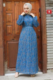 İndigo Blue Hijab Dress 27890IM - 1