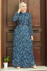 İndigo Blue Hijab Dress 27894IM - 1
