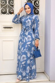 İndigo Blue Hijab Dress 279016IM - 2