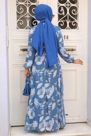 İndigo Blue Hijab Dress 279016IM - 3