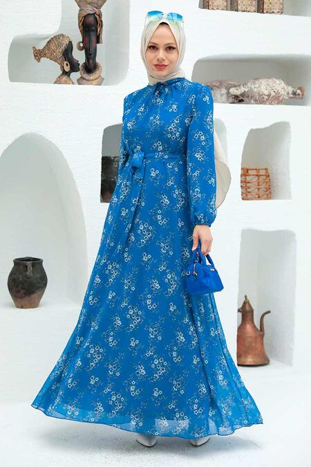 İndigo Blue Hijab Dress 279047IM - NEVA STYLE