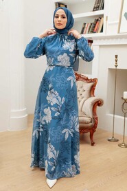 İndigo Blue Hijab Dress 279062IM - 1