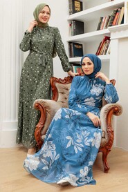 İndigo Blue Hijab Dress 279062IM - 5