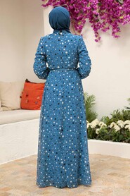 İndigo Blue Hijab Dress 279065IM - 3