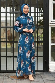 İndigo Blue Hijab Dress 2790IM - 1