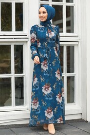 İndigo Blue Hijab Dress 2790IM - 3