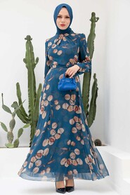İndigo Blue Hijab Dress 29250IM - 1