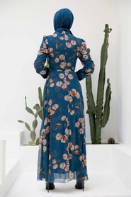 İndigo Blue Hijab Dress 29250IM - 2