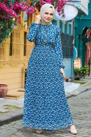 İndigo Blue Hijab Dress 2963IM - 1