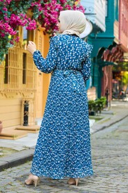 İndigo Blue Hijab Dress 2963IM - 2