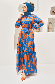 İndigo Blue Hijab Dress 30012IM - 5