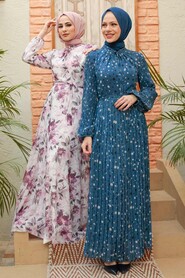 İndigo Blue Hijab Dress 32990IM - 3
