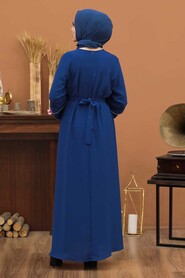 İndigo Blue Hijab Dress 3307IM - 2