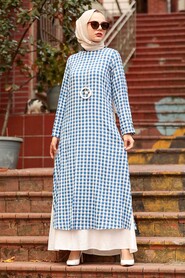 İndigo Blue Hijab Dress 33930IM - 2