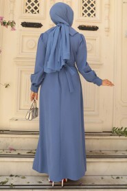 İndigo Blue Hijab Dress 3420IM - 3