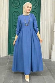 İndigo Blue Hijab Dress 34292IM - 1