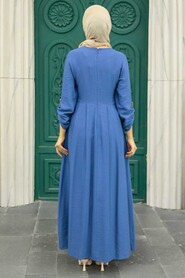 İndigo Blue Hijab Dress 34292IM - 2
