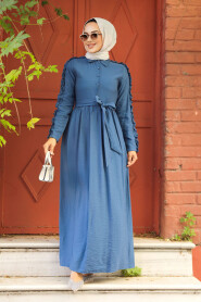 İndigo Blue Hijab Dress 3434IM - 3