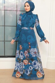 İndigo Blue Hijab Dress 35461IM - 2