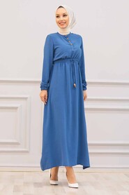 İndigo Blue Hijab Dress 3730IM - 1