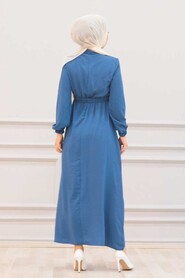 İndigo Blue Hijab Dress 3730IM - 2