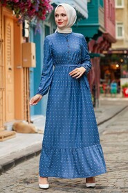 İndigo Blue Hijab Dress 3734IM - 1