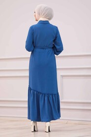 İndigo Blue Hijab Dress 3735IM - 4