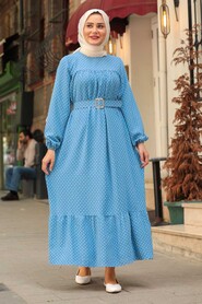 İndigo Blue Hijab Dress 3738IM - 1