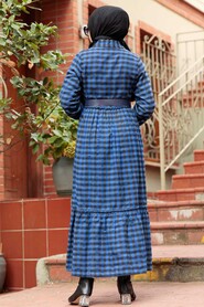 İndigo Blue Hijab Dress 43280IM - 2