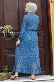 İndigo Blue Hijab Dress 4339IM - 2