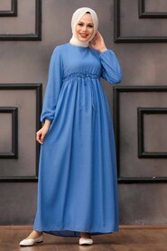 İndigo Blue Hijab Dress 4341IM - 1