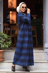 İndigo Blue Hijab Dress 4681IM - 1