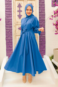 İndigo Blue Hijab Dress 50091IM - NEVA STYLE