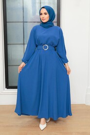  İndigo Blue Hijab Dress 50152IM - 2