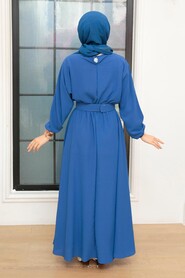  İndigo Blue Hijab Dress 50152IM - 3