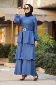 İndigo Blue Hijab Dress 5171IM - 1