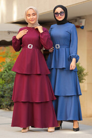 İndigo Blue Hijab Dress 5171IM - 3