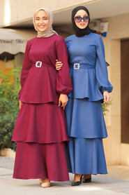 İndigo Blue Hijab Dress 5171IM - 2