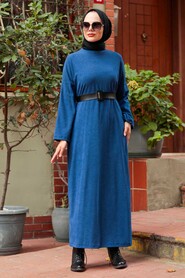 İndigo Blue Hijab Dress 5190IM - 1