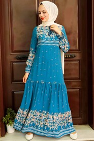 İndigo Blue Hijab Dress 5191IM - 2