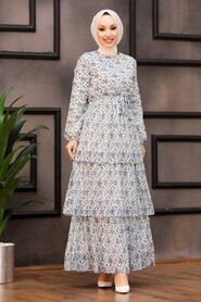 İndigo Blue Hijab Dress 53472IM - 1