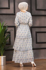 İndigo Blue Hijab Dress 53472IM - 2