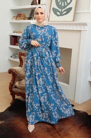 İndigo Blue Hijab Dress 56830IM - 1