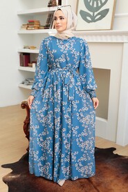 İndigo Blue Hijab Dress 56830IM - 2