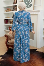 İndigo Blue Hijab Dress 56830IM - 3
