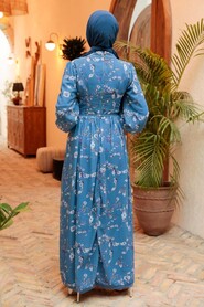 İndigo Blue Hijab Dress 56832IM - 2