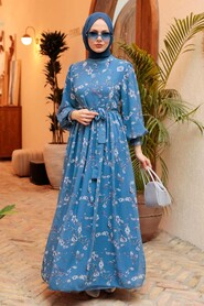 İndigo Blue Hijab Dress 56832IM - 1