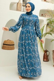 İndigo Blue Hijab Dress 5683IM - 1