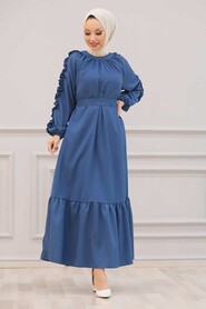 İndigo Blue Hijab Dress 6325IM - 1