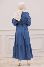 İndigo Blue Hijab Dress 6325IM - 2